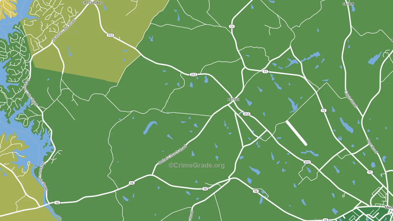 Bethel, GA Map of Vehicle Theft Rates