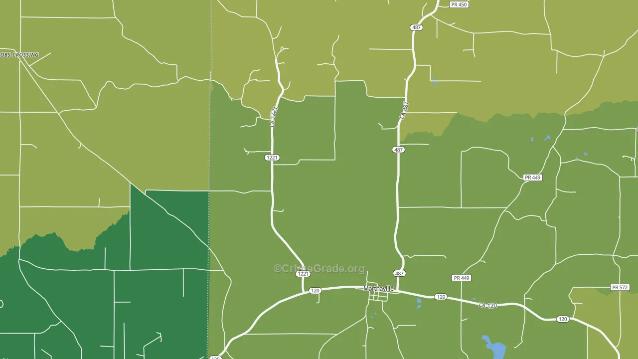 Bethel, LA Map of Vehicle Theft Rates