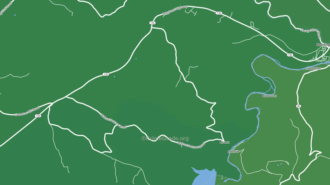 Bethel, MD Map of Vehicle Theft Rates