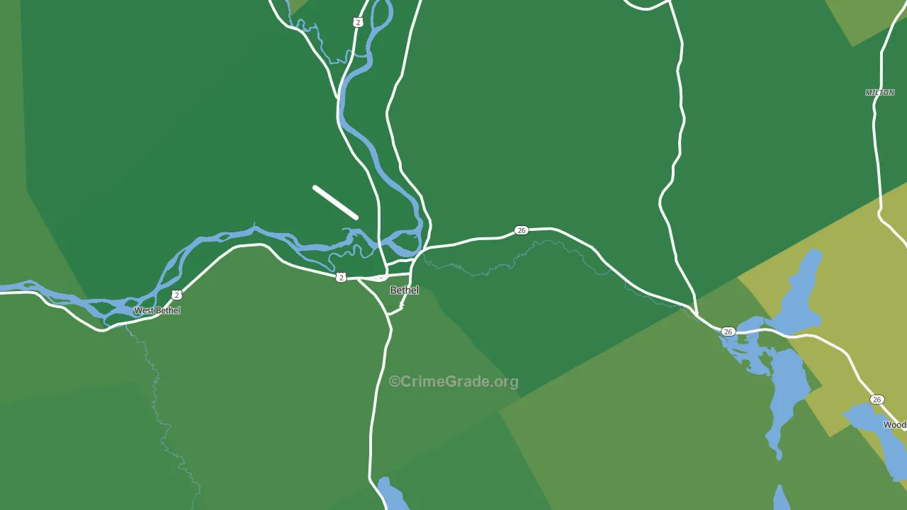 Bethel, ME Map of Vehicle Theft Rates