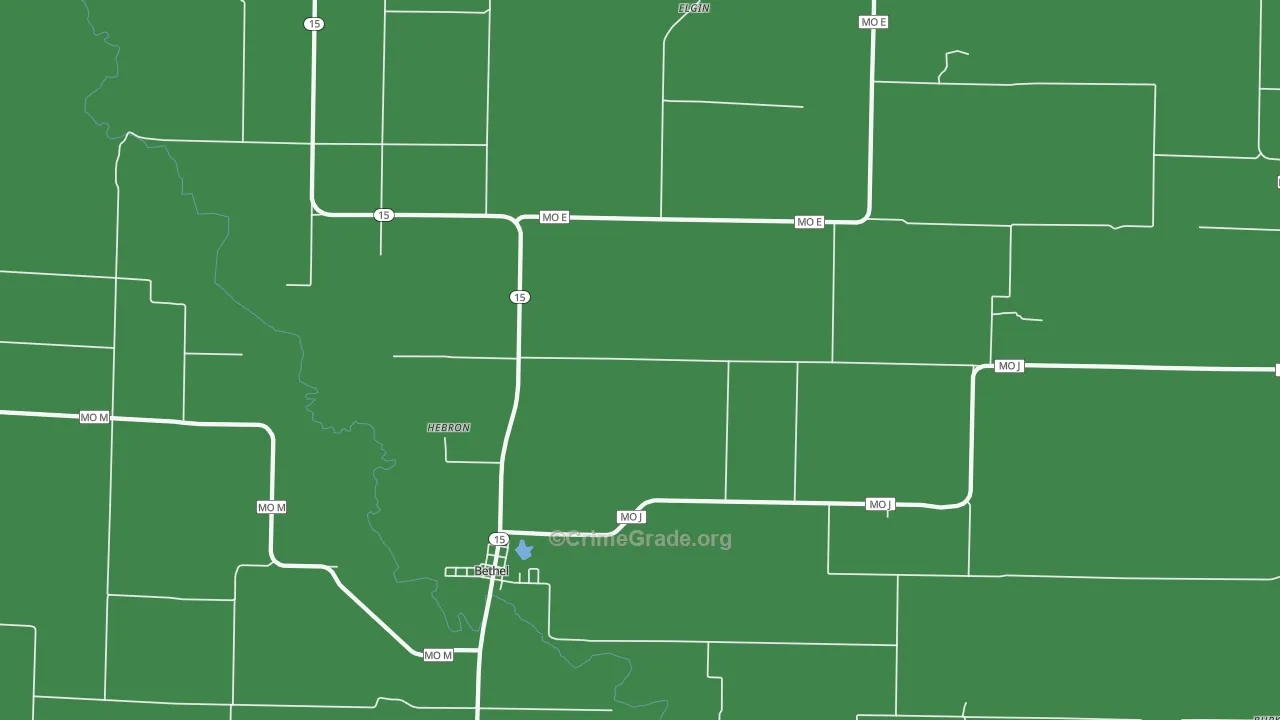 Bethel, MO Map of Vehicle Theft Rates