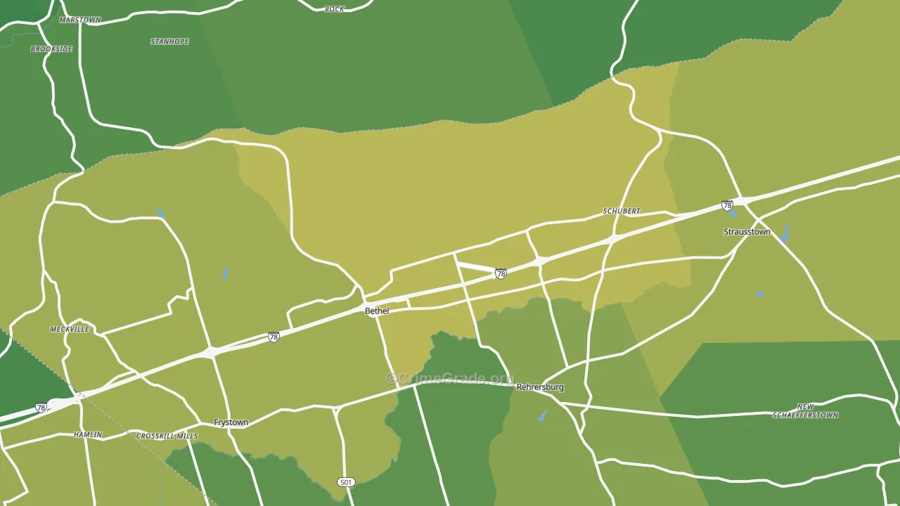 Bethel, PA Map of Vehicle Theft Rates