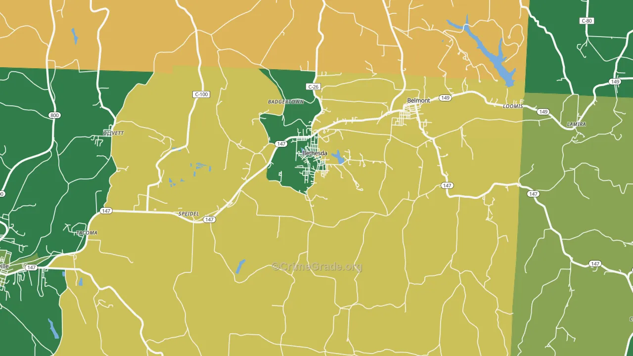 Bethesda, OH Map of Vehicle Theft Rates
