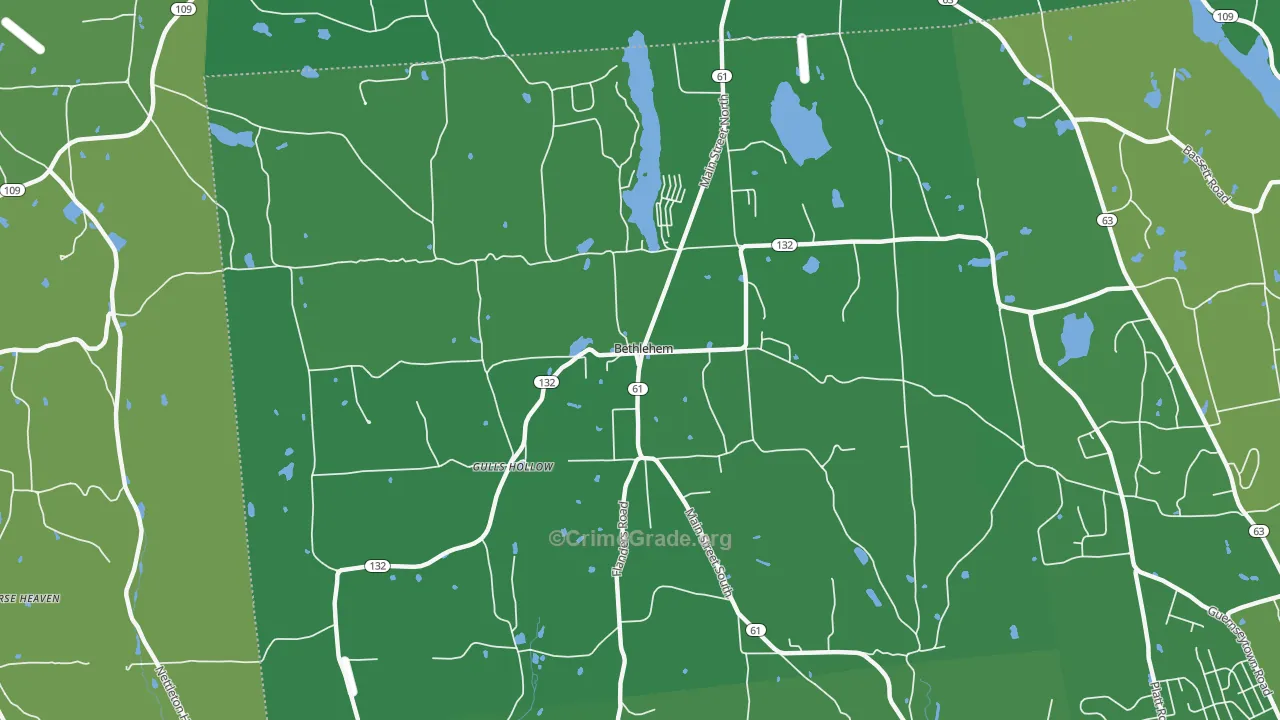 Bethlehem, CT Map of Vehicle Theft Rates