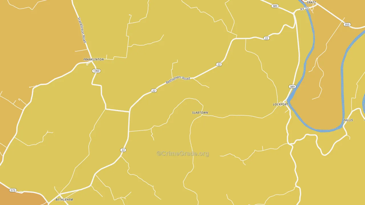 Bethlehem, KY Map of Vehicle Theft Rates