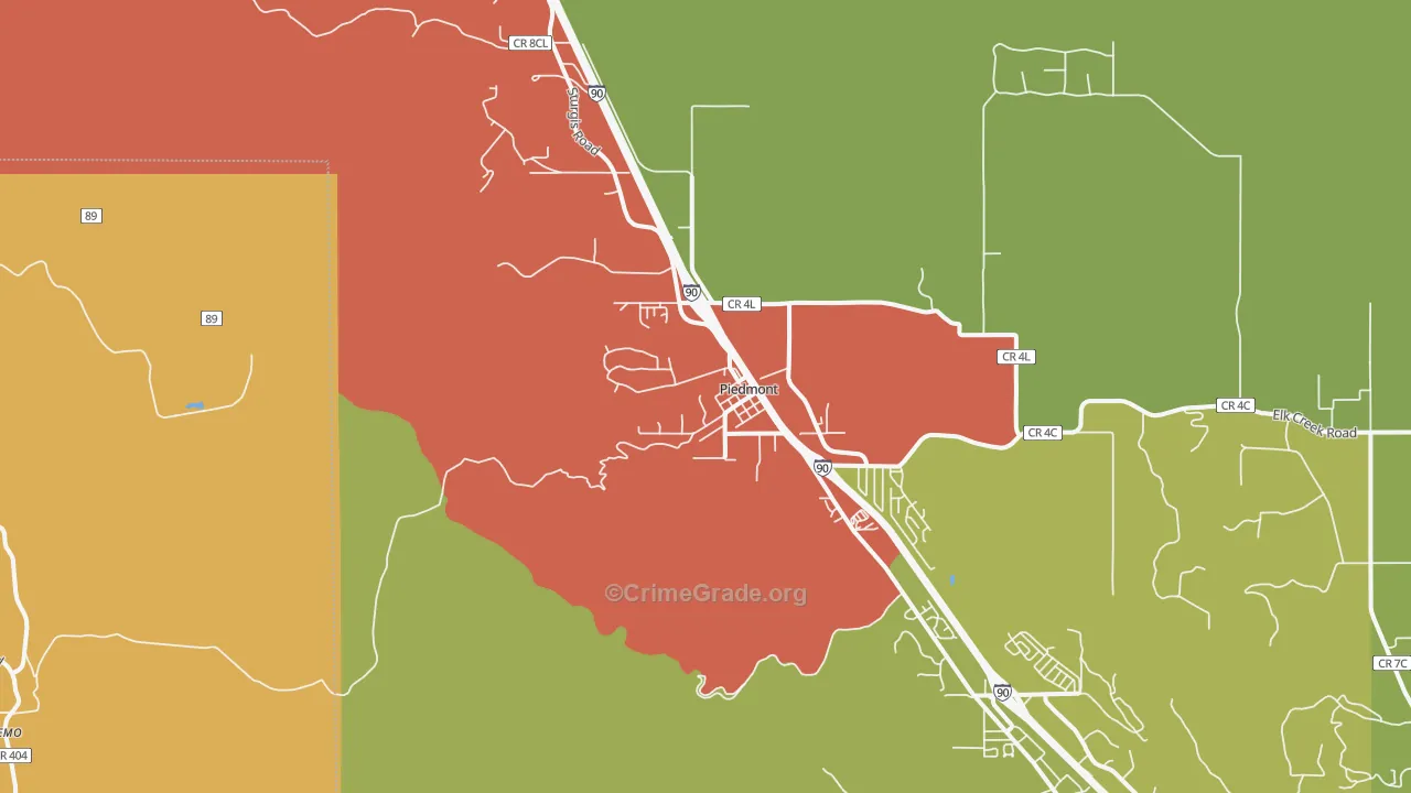 Bethlehem, SD Map of Vehicle Theft Rates