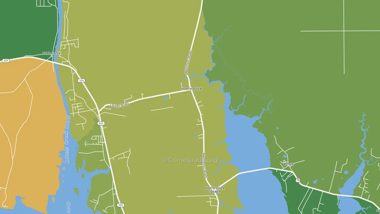 Bettie, NC Map of Vehicle Theft Rates