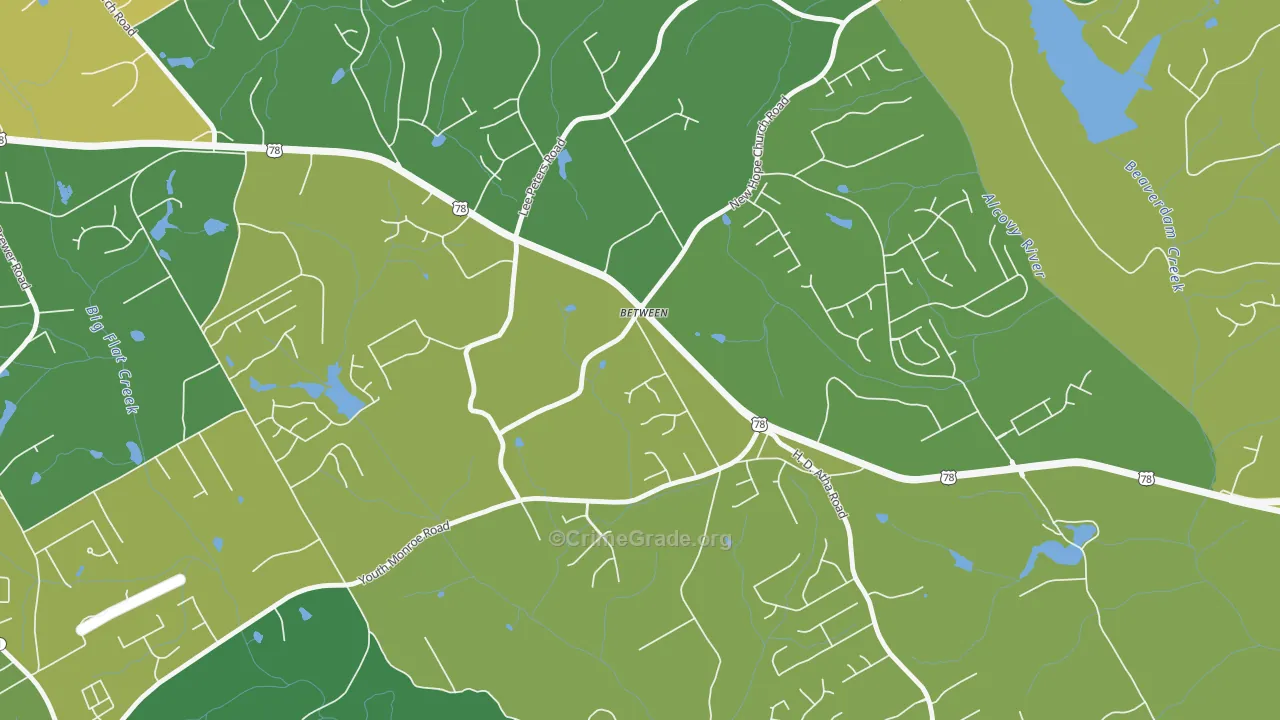 Between, GA Map of Vehicle Theft Rates