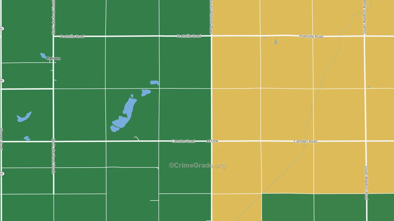 Betzer, MI Map of Vehicle Theft Rates