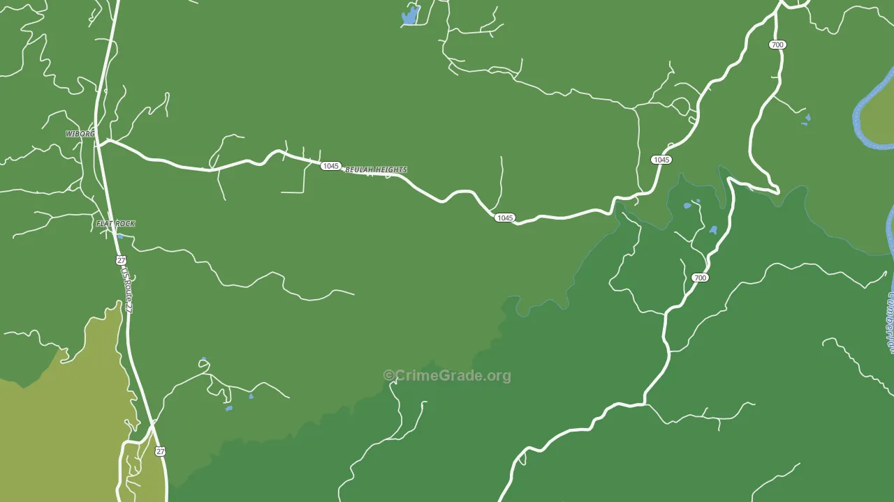 Beulah Heights, KY Map of Vehicle Theft Rates