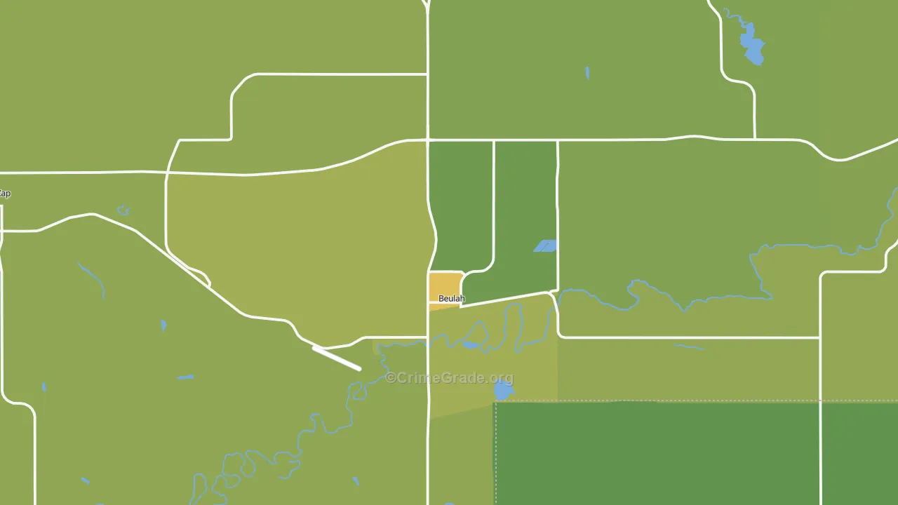 Beulah, ND Map of Vehicle Theft Rates