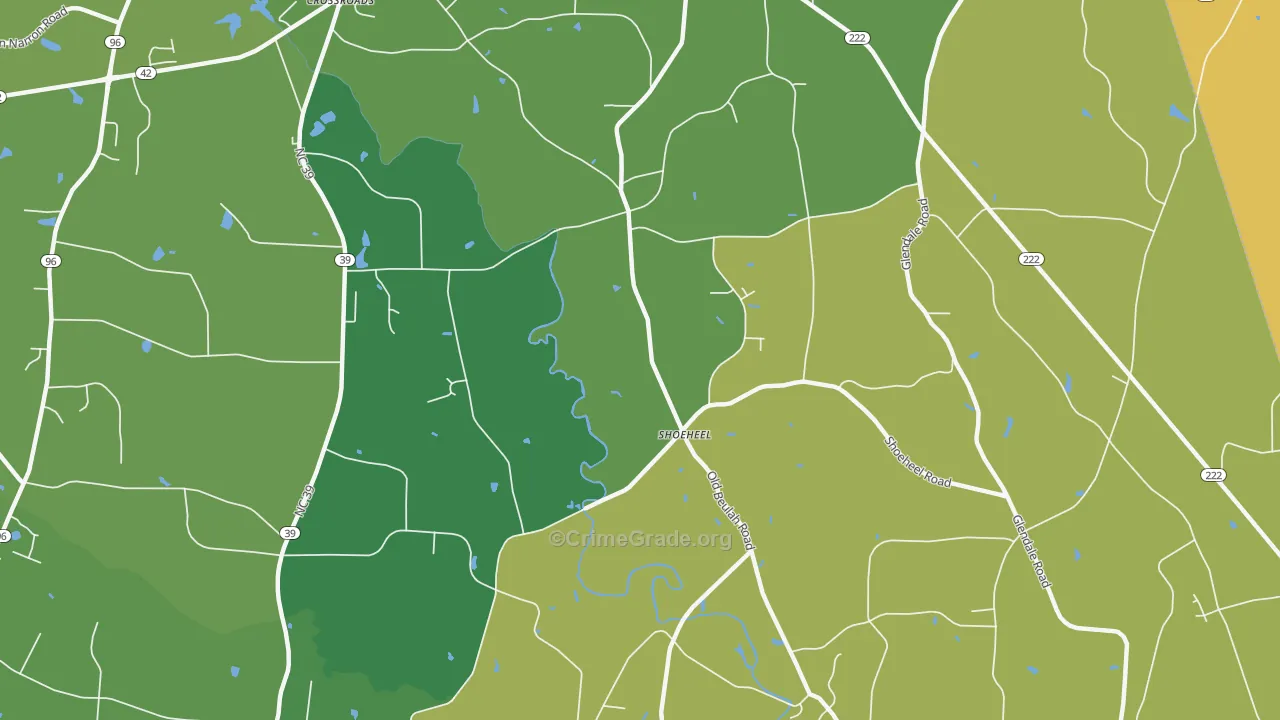 Beulahtown, NC Map of Vehicle Theft Rates