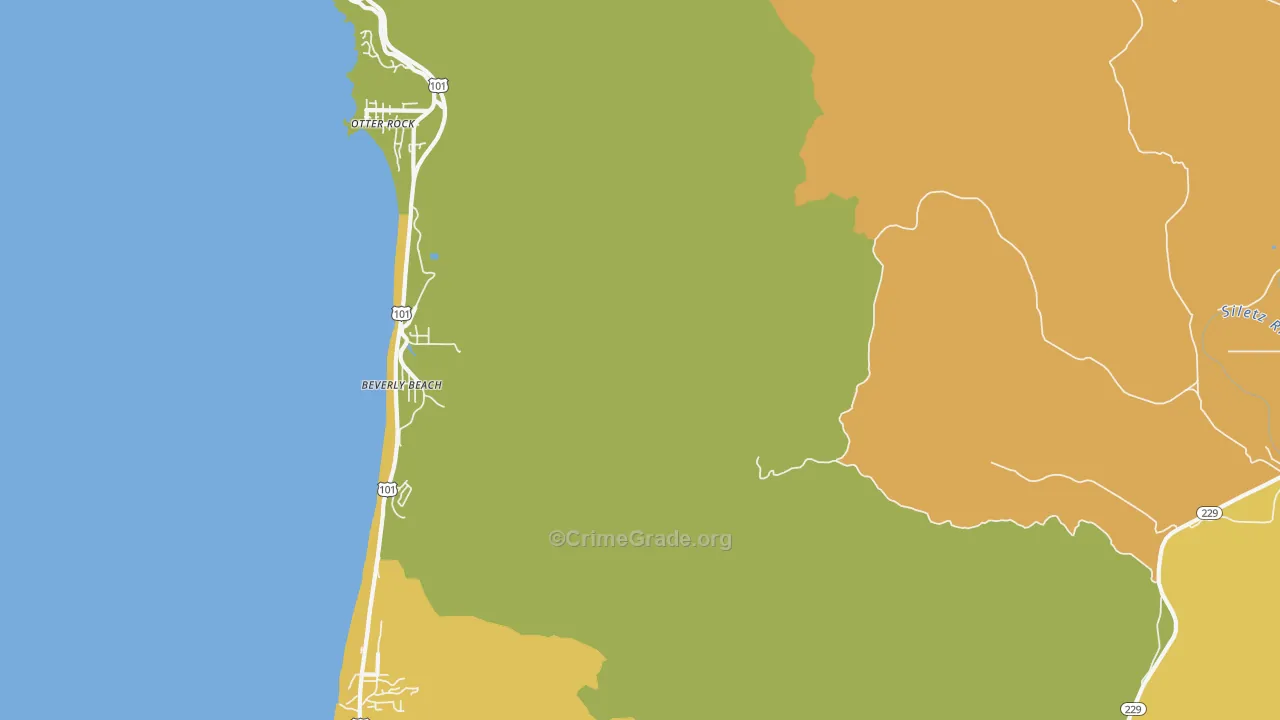 Beverly Beach, OR Map of Vehicle Theft Rates