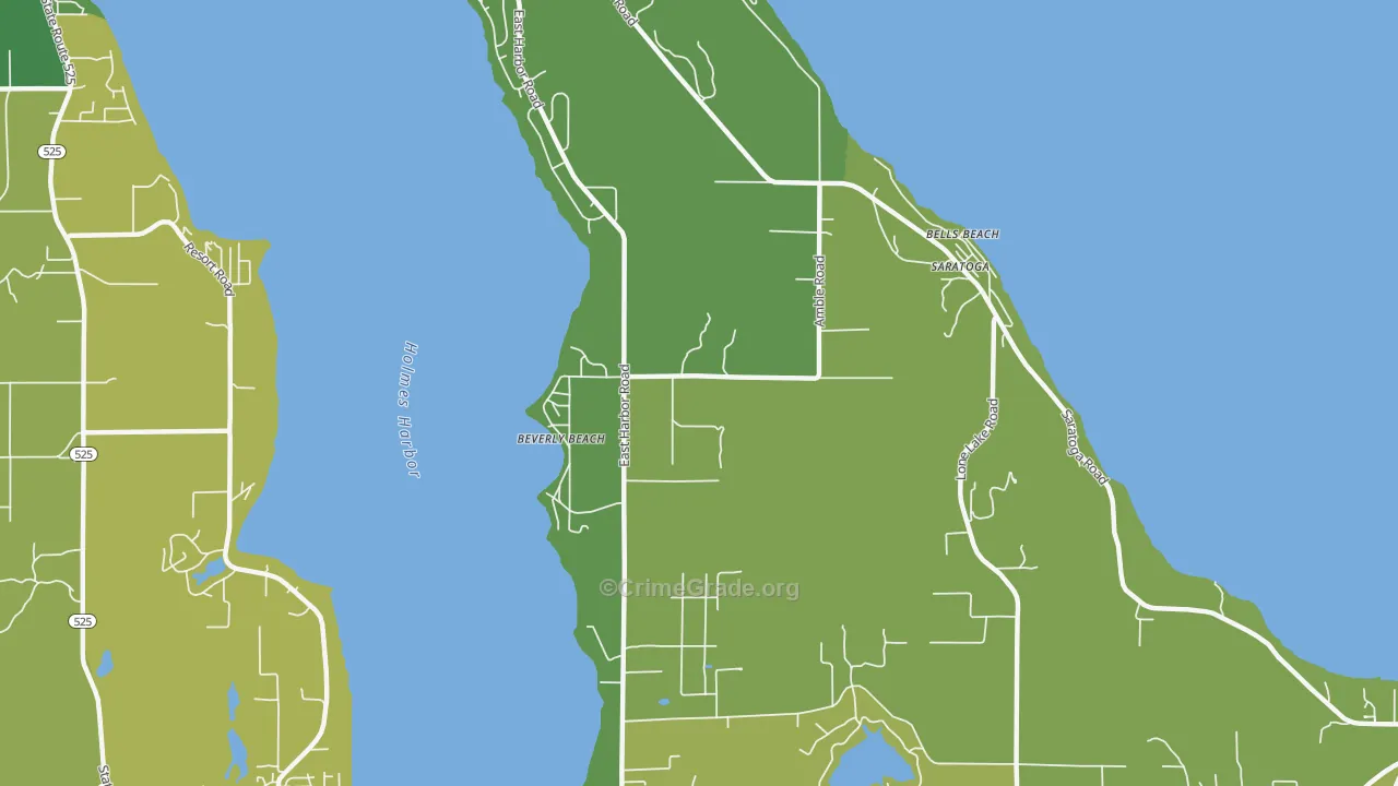 Beverly Beach, WA Map of Vehicle Theft Rates
