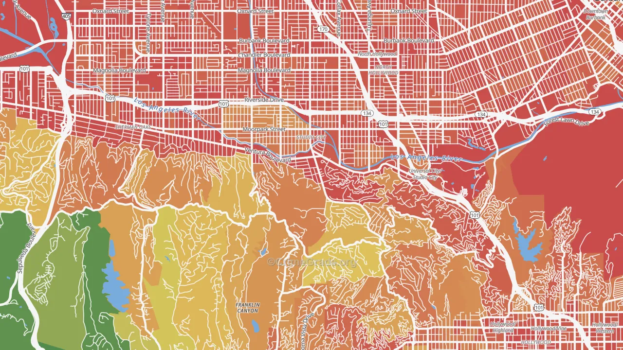 Beverly Glen, Studio City, CA Map of Vehicle Theft Rates