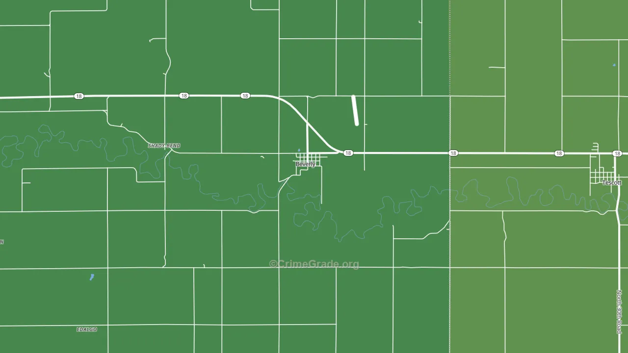 Beverly, KS Map of Vehicle Theft Rates