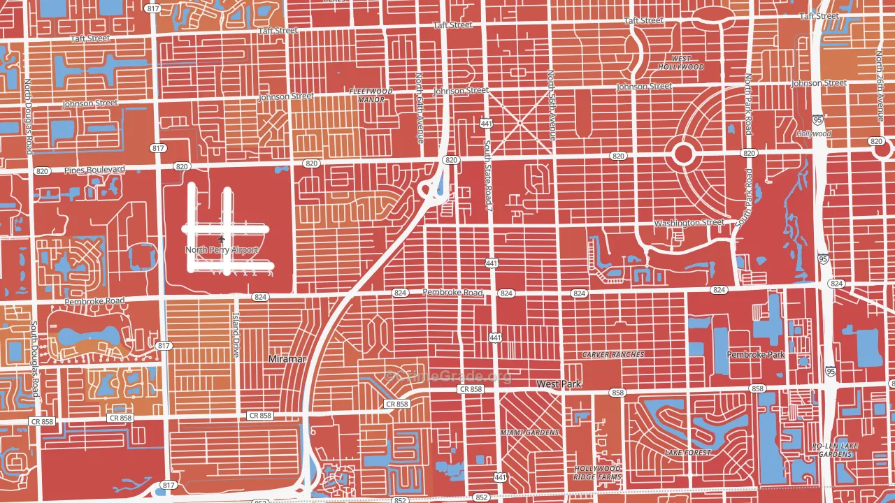 Beverly Park, Hollywood, FL Map of Vehicle Theft Rates