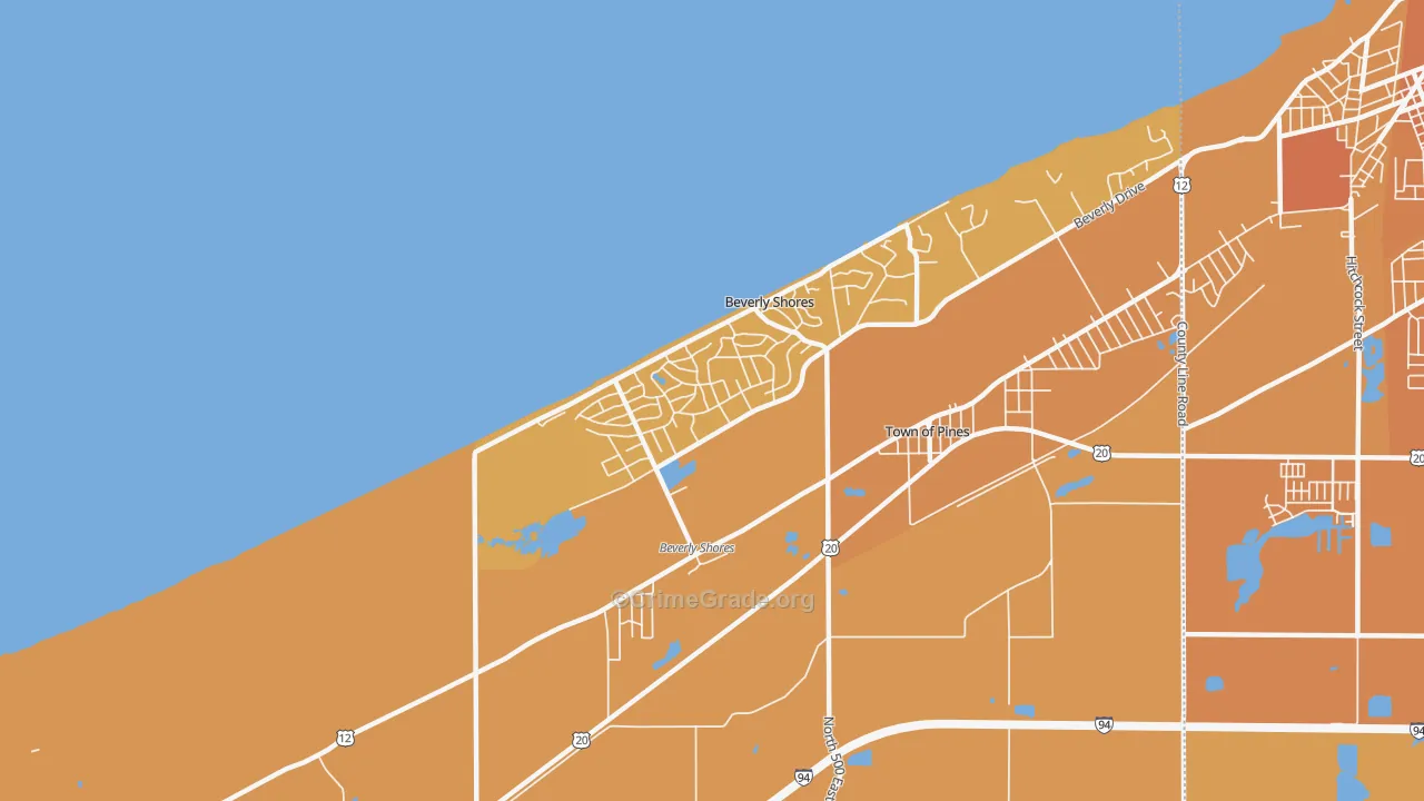 Beverly Shores, IN Map of Vehicle Theft Rates