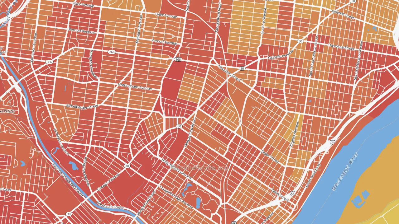 Bevo Mill, St. Louis, MO Map of Vehicle Theft Rates