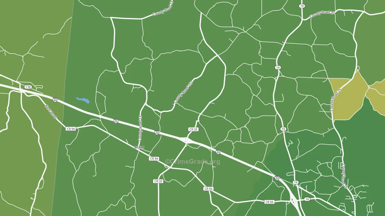 Bexar, AL Map of Vehicle Theft Rates