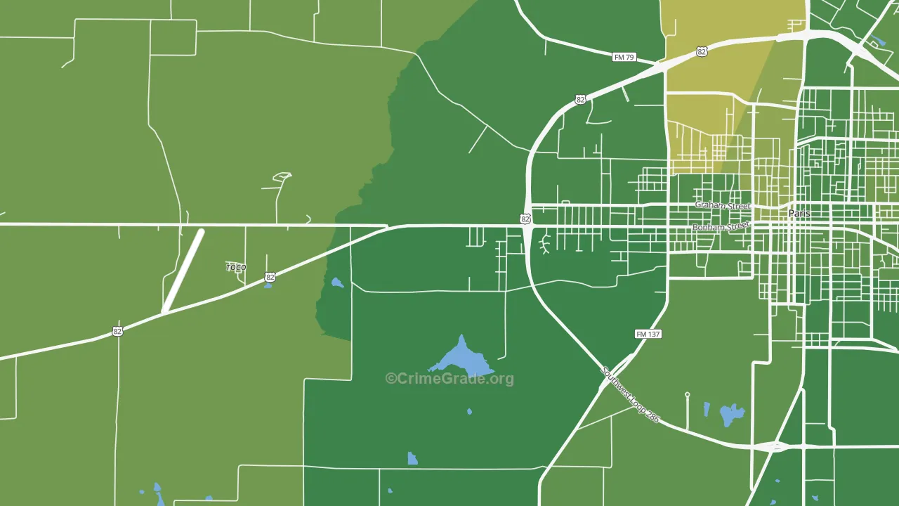 Biardstown, TX Map of Vehicle Theft Rates