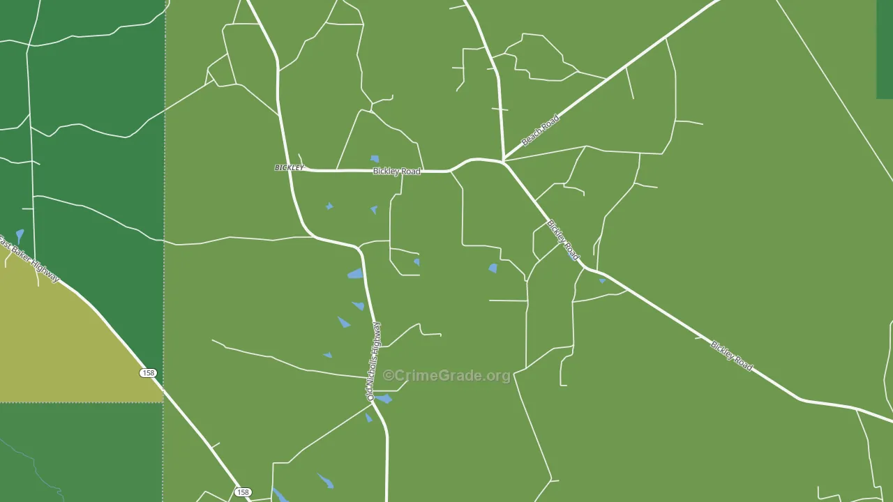 Bickley, GA Map of Vehicle Theft Rates