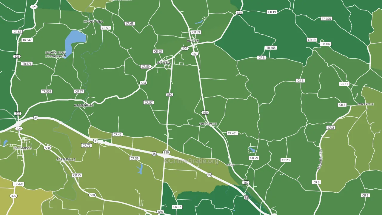 Bidwell, OH Map of Vehicle Theft Rates