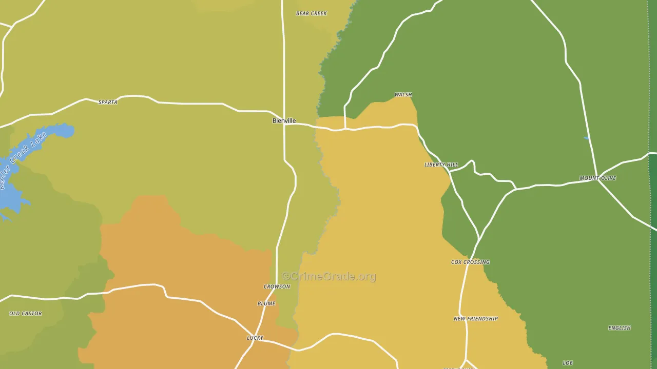 Bienville, LA Map of Vehicle Theft Rates