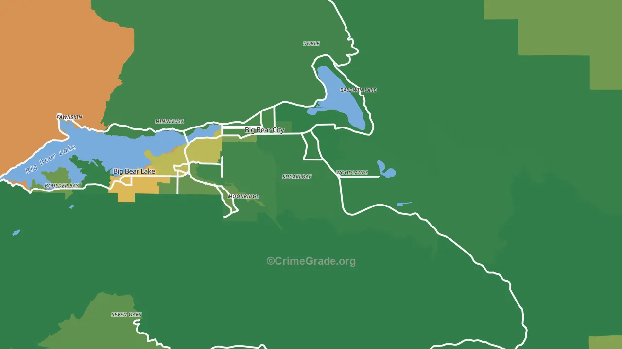 Big Bear, CA Map of Vehicle Theft Rates