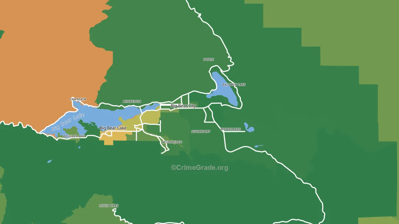 Big Bear City, CA Map of Vehicle Theft Rates