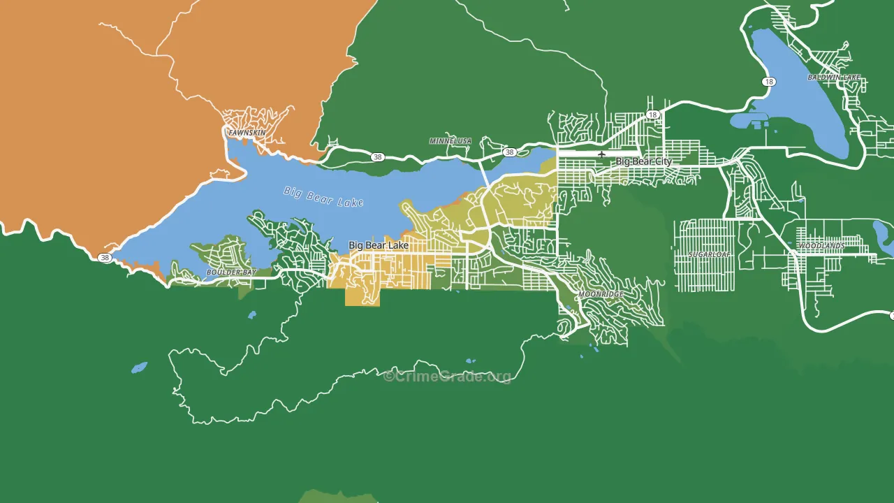 Big Bear Lake, CA Map of Vehicle Theft Rates
