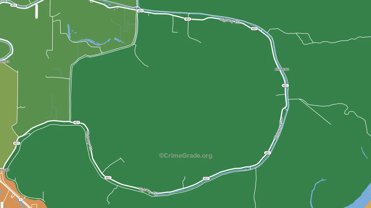 Big Bend, LA Map of Vehicle Theft Rates