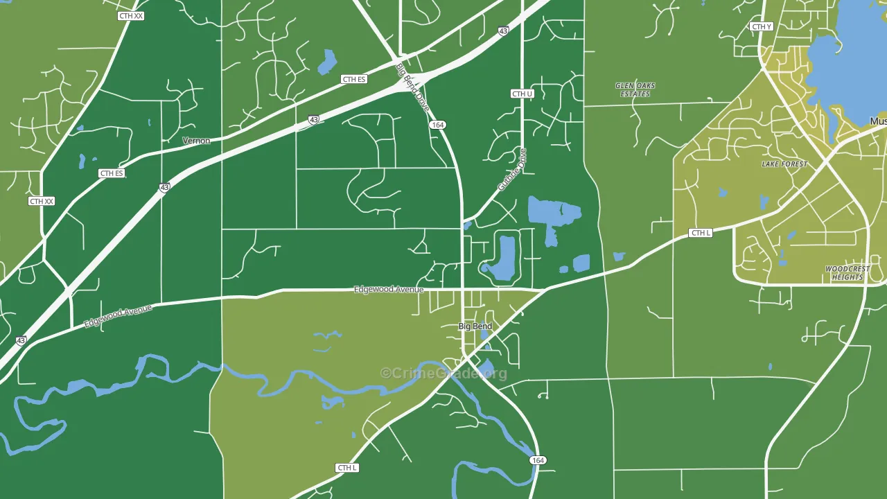 Big Bend, WI Map of Vehicle Theft Rates