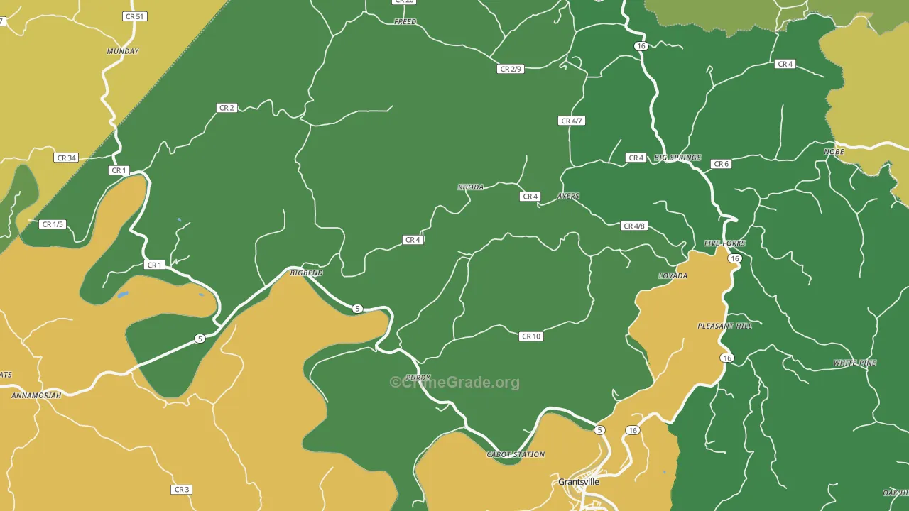 Big Bend, WV Map of Vehicle Theft Rates