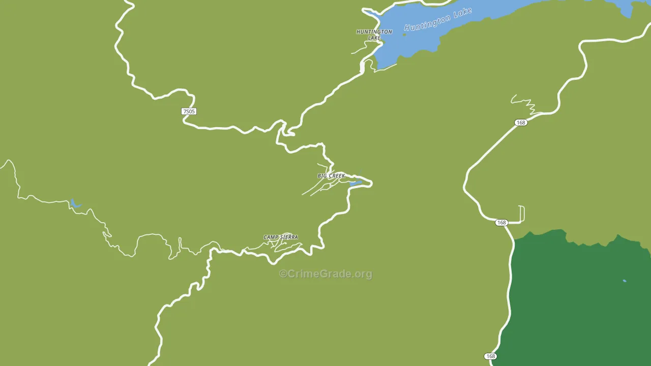 Big Creek, CA Map of Vehicle Theft Rates