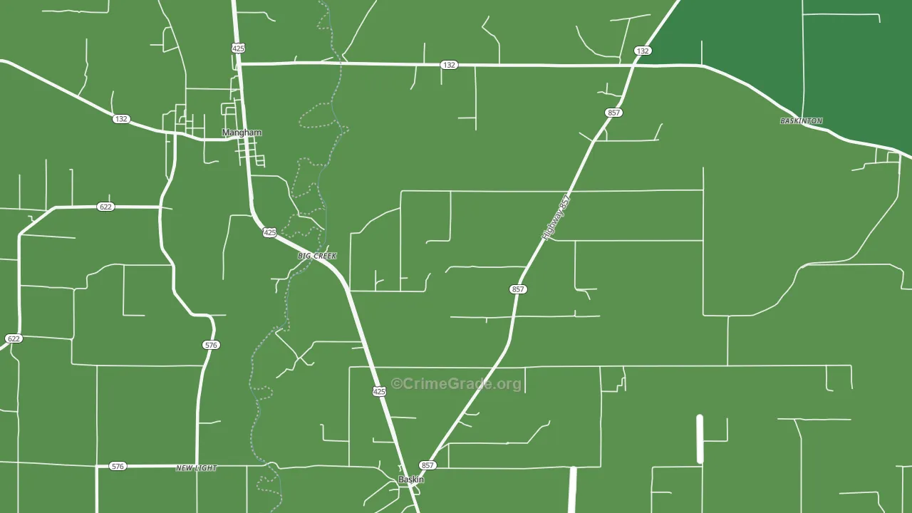 Big Creek, LA Map of Vehicle Theft Rates
