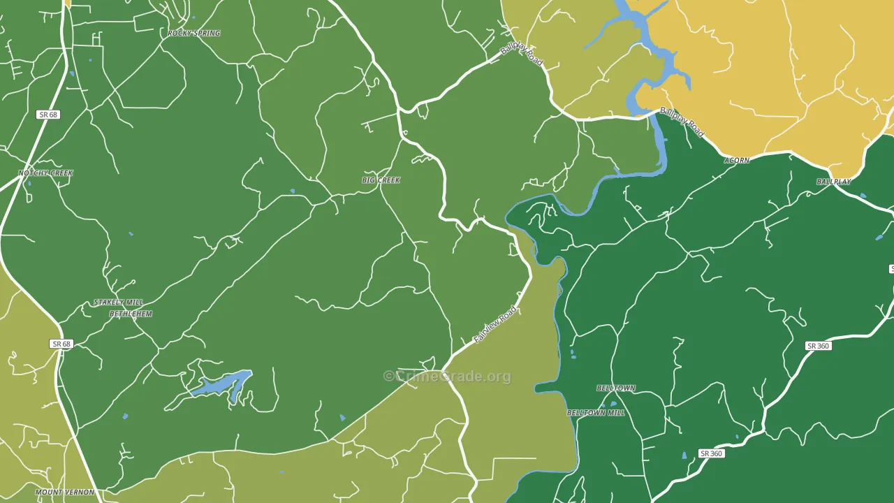 Big Creek, TN Map of Vehicle Theft Rates