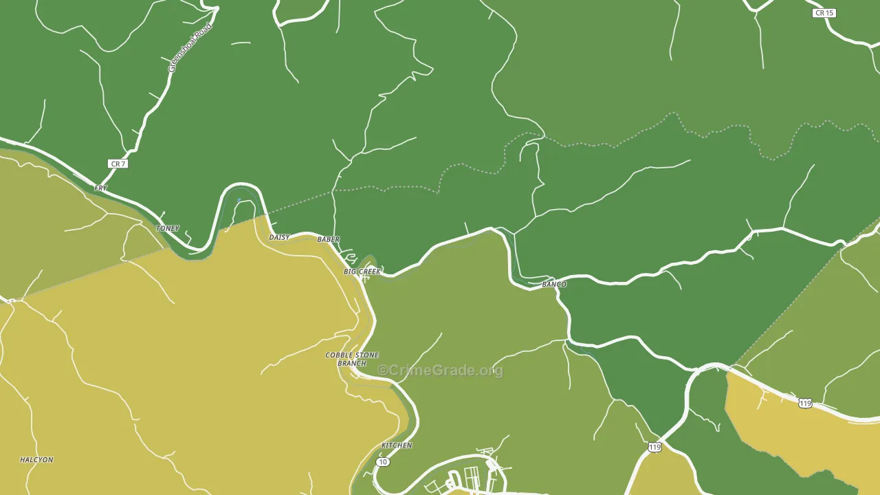 Big Creek, WV Map of Vehicle Theft Rates