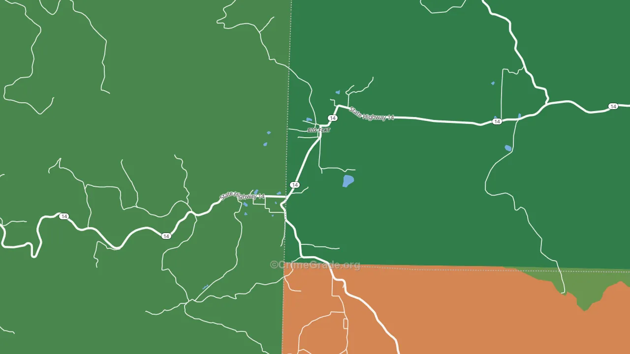 Big Flat, AR Map of Vehicle Theft Rates