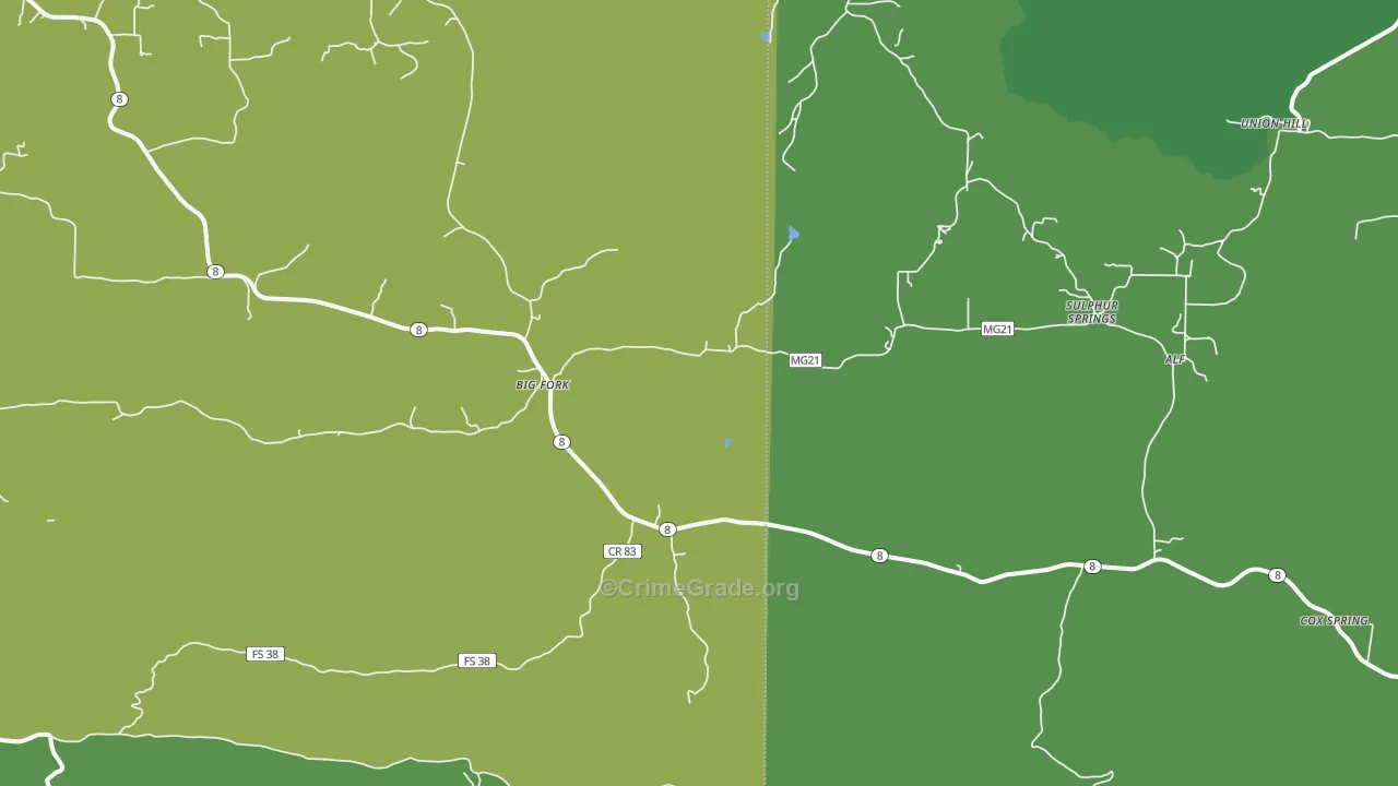 Big Fork, AR Map of Vehicle Theft Rates