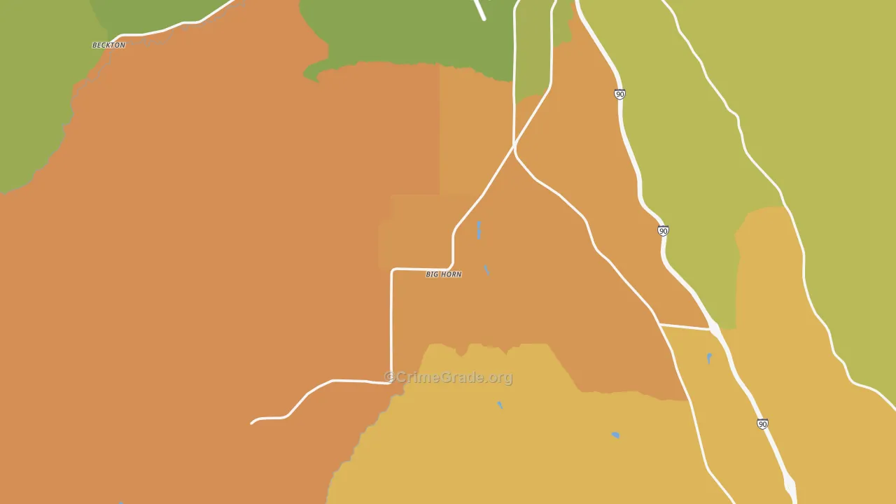 Big Horn, WY Map of Vehicle Theft Rates