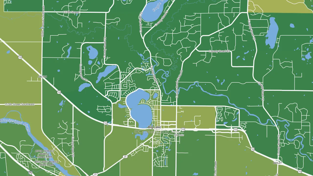 Big Lake, MN Map of Vehicle Theft Rates