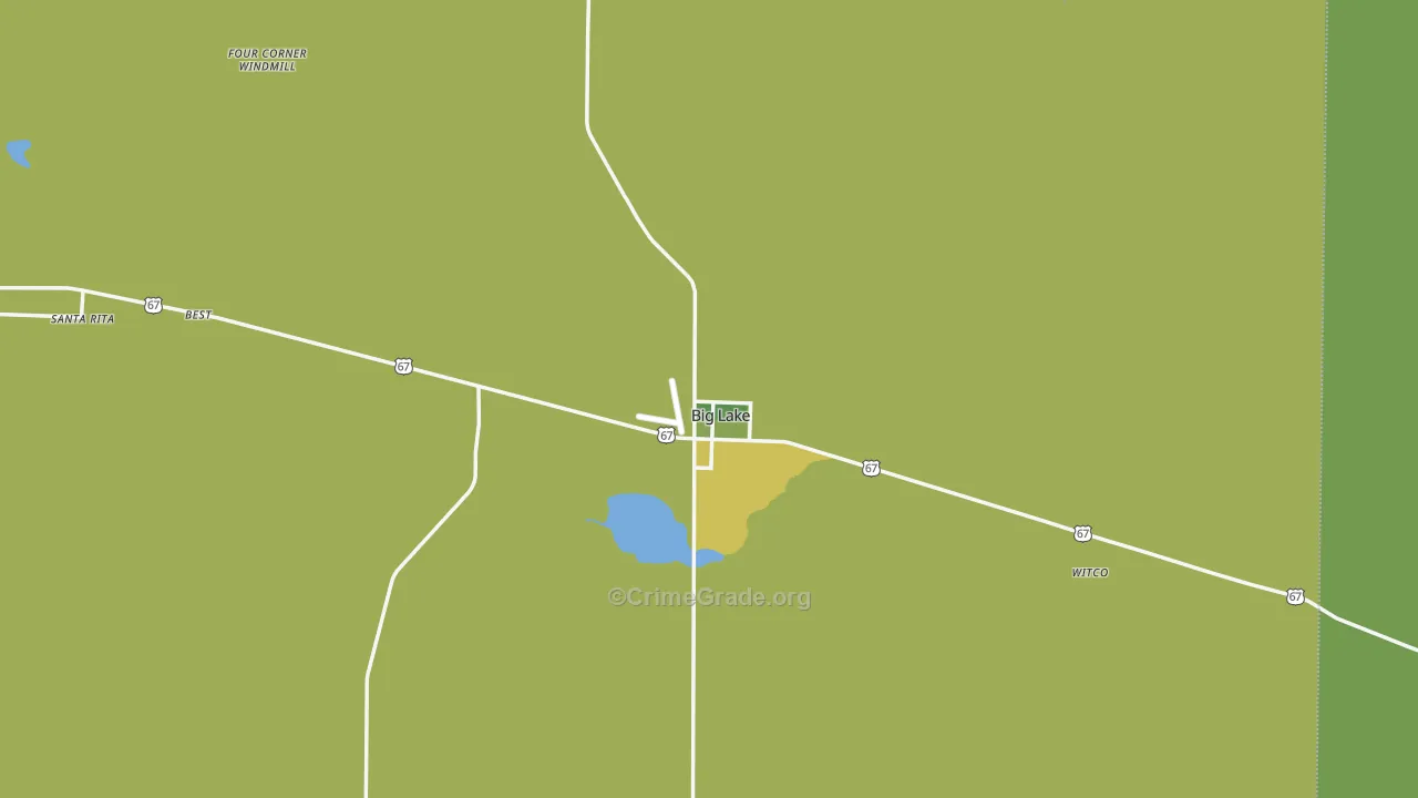 Big Lake, TX Map of Vehicle Theft Rates