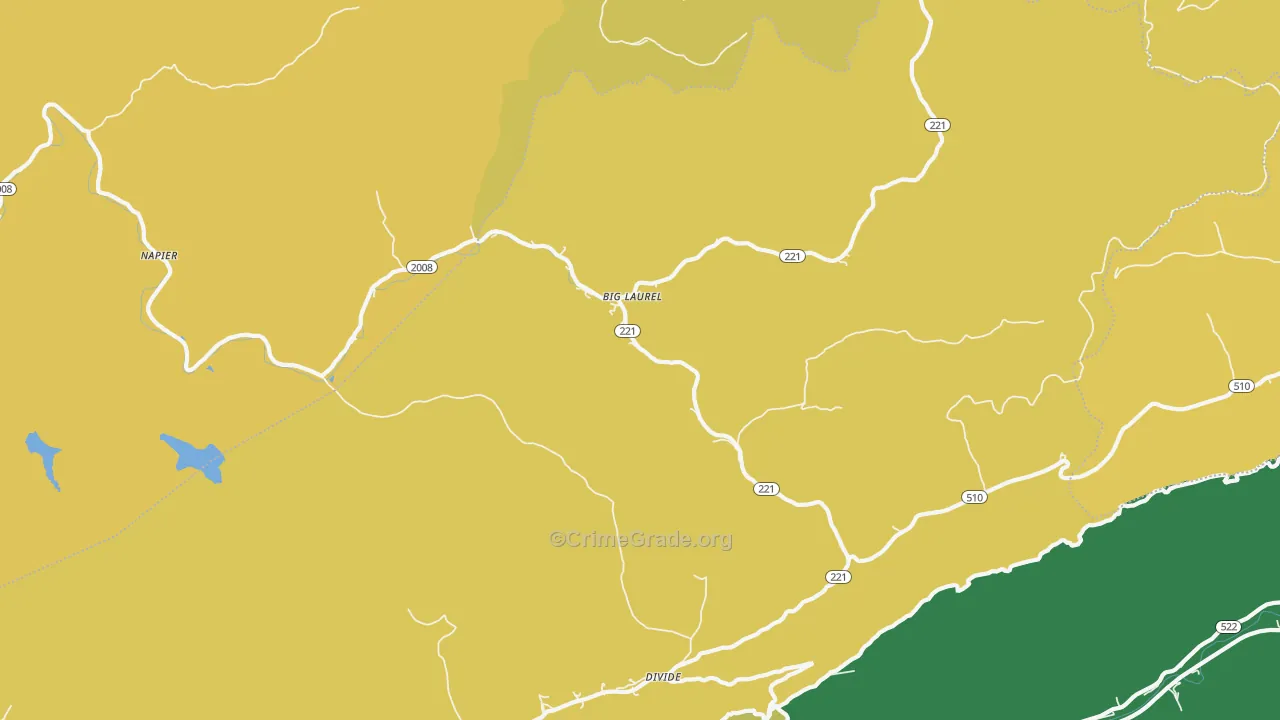 Big Laurel, KY Map of Vehicle Theft Rates