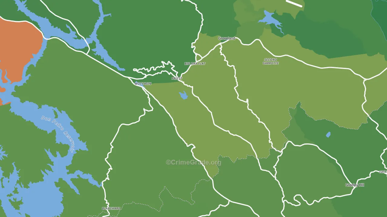 Big Oak Flat, CA Map of Vehicle Theft Rates