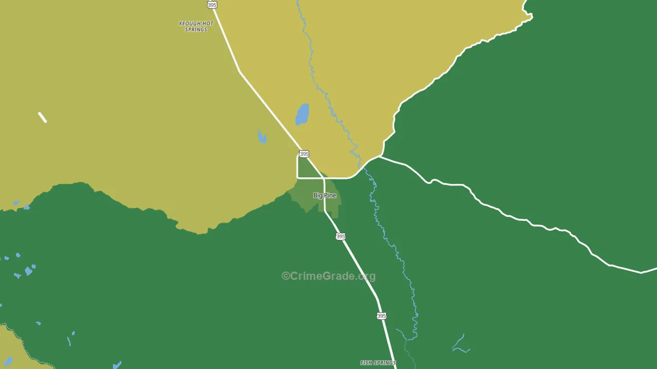 Big Pine, CA Map of Vehicle Theft Rates
