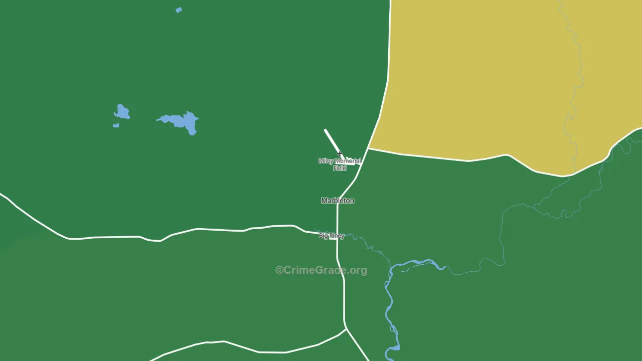 Big Piney, WY Map of Vehicle Theft Rates