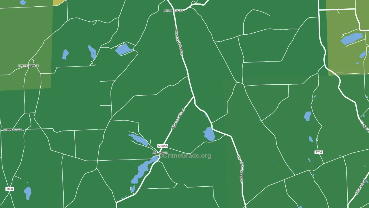 Big Pond, PA Map of Vehicle Theft Rates