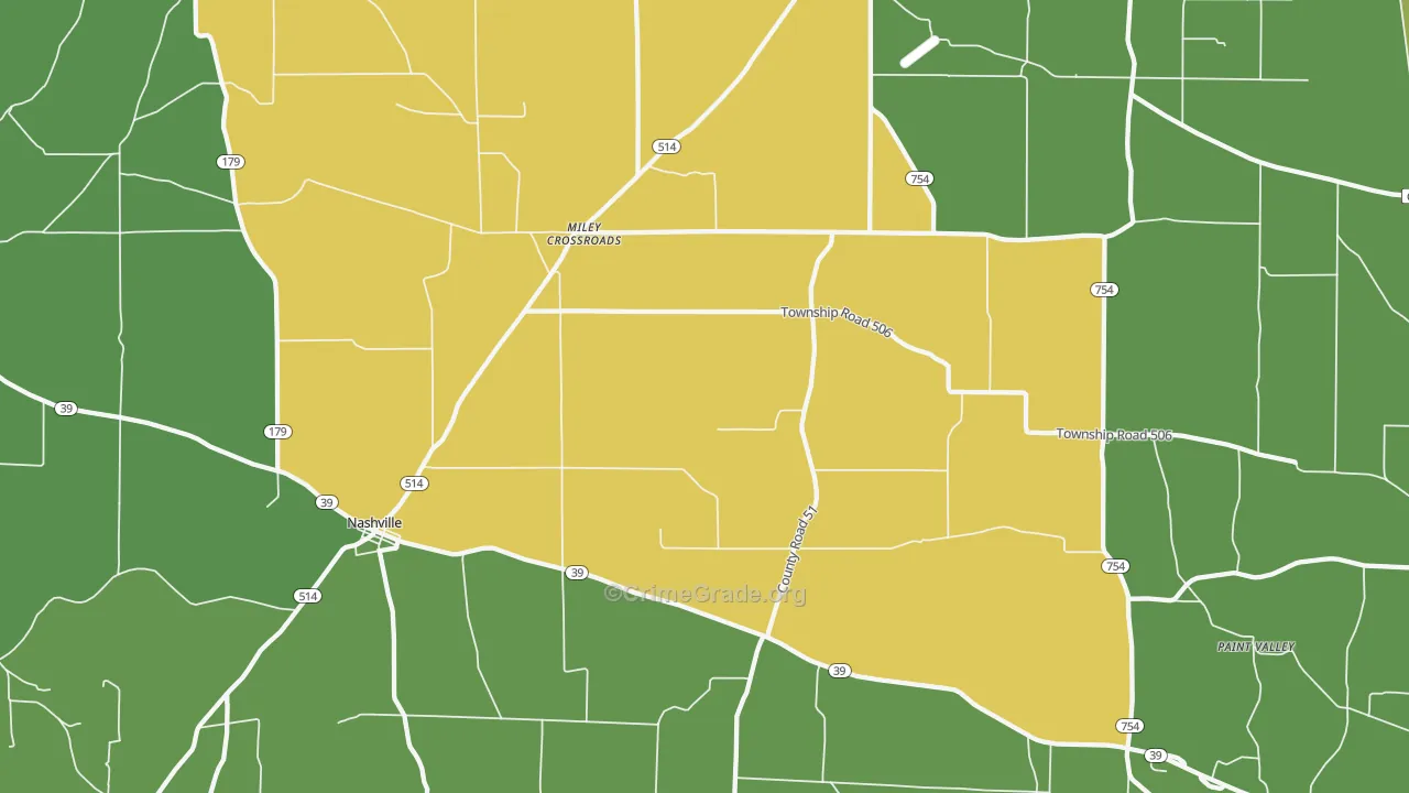 Big Prairie, OH Map of Vehicle Theft Rates