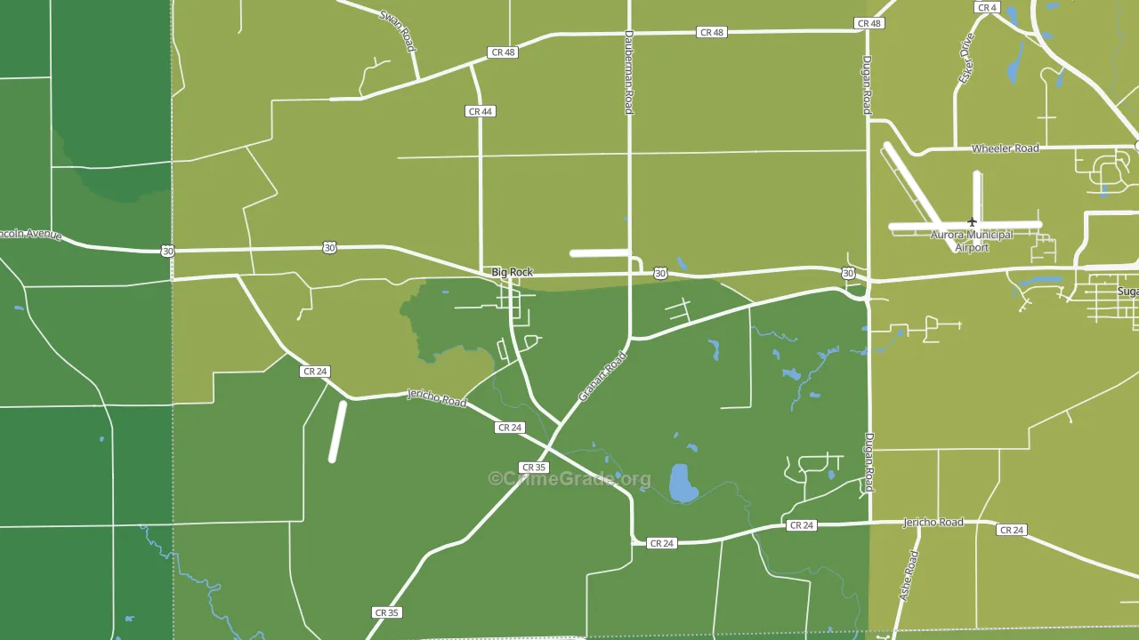 Big Rock, IL Map of Vehicle Theft Rates